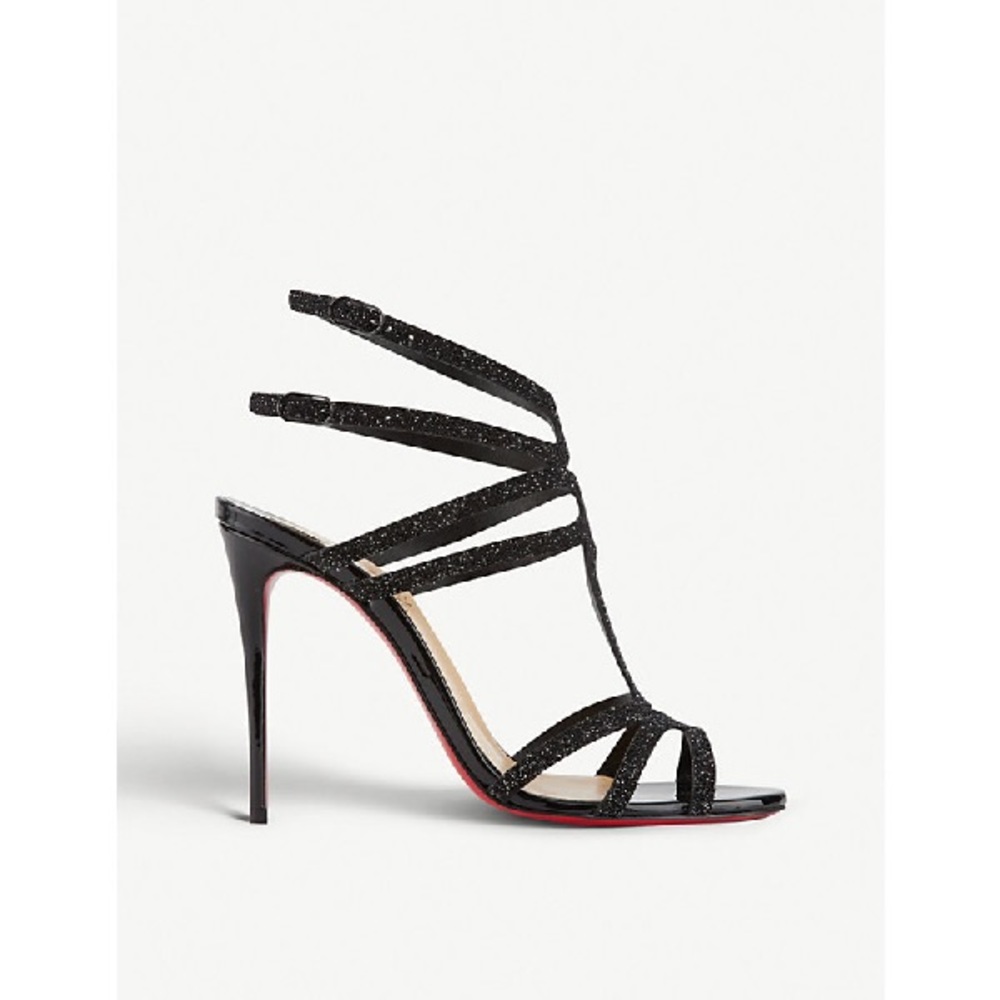 Christian Louboutin Black Renee100 Glitter Sandals
